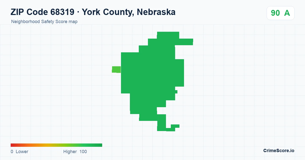 ZIP Code 68319 in York County, Nebraska neighborhood Safety Score map