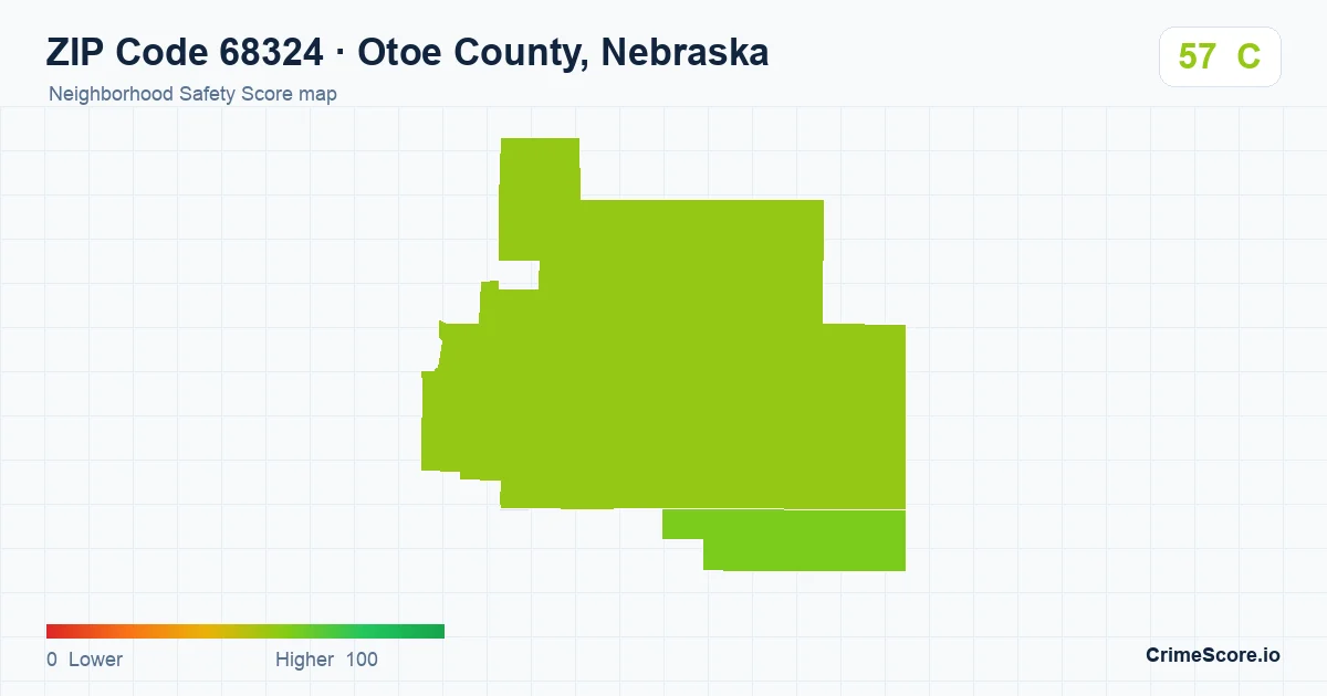 ZIP Code 68324 in Otoe County, Nebraska neighborhood Safety Score map