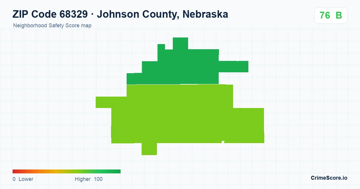 ZIP Code 68329 in Johnson County, Nebraska neighborhood Safety Score map