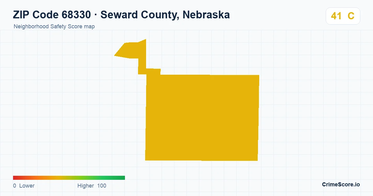 ZIP Code 68330 in Seward County, Nebraska neighborhood Safety Score map