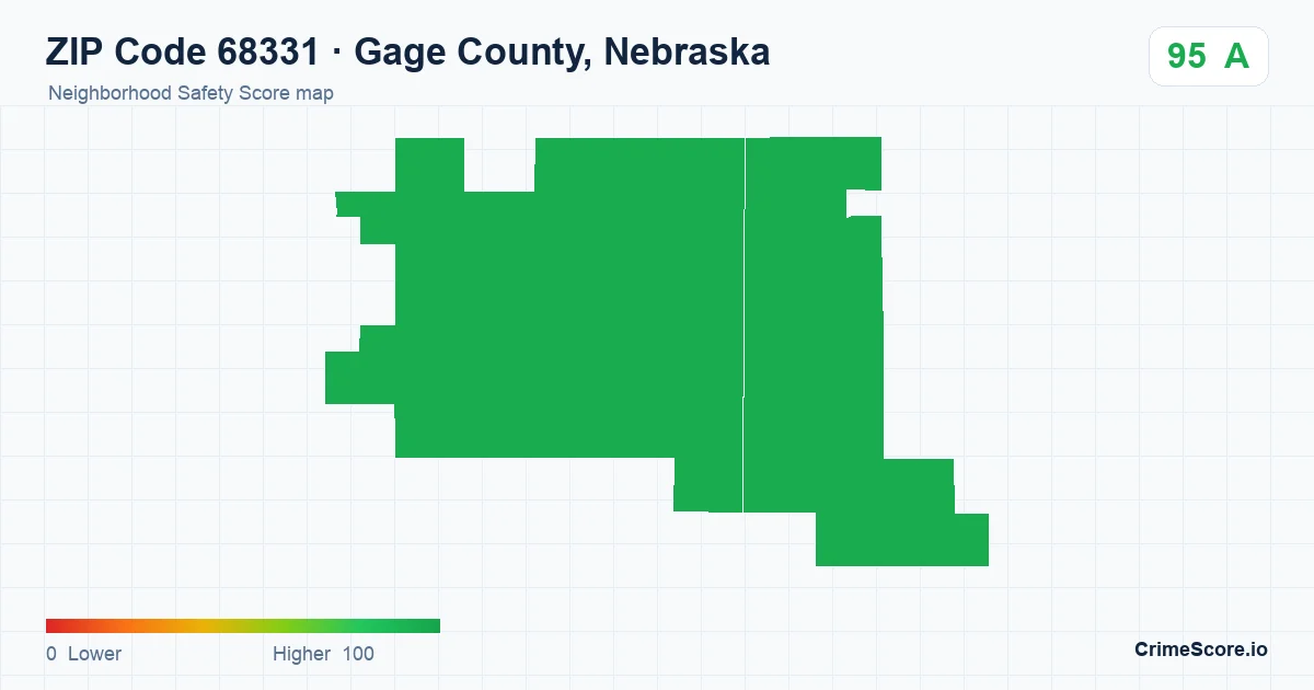 ZIP Code 68331 in Gage County, Nebraska neighborhood Safety Score map