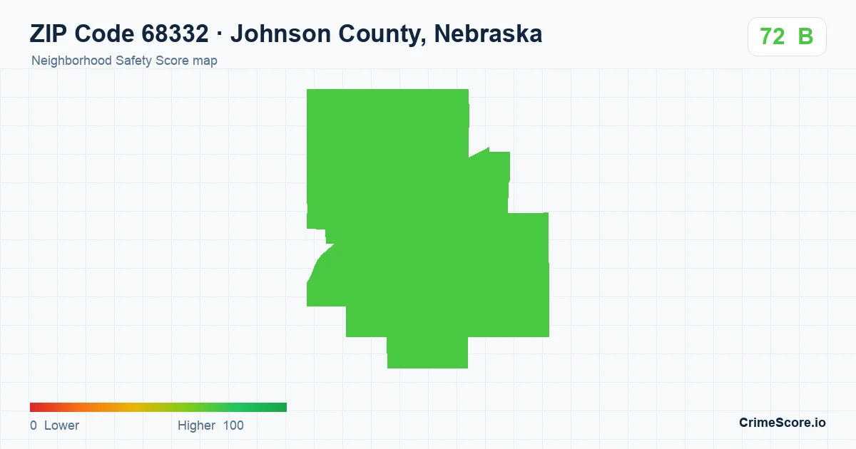 ZIP Code 68332 in Johnson County, Nebraska neighborhood Safety Score map