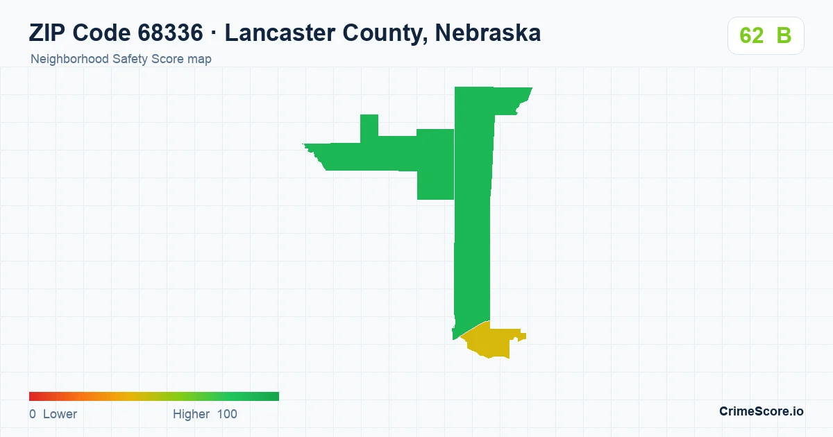ZIP Code 68336 in Lancaster County, Nebraska neighborhood Safety Score map