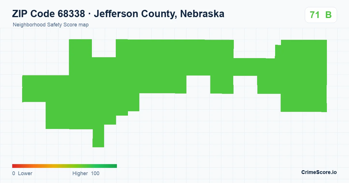 ZIP Code 68338 in Jefferson County, Nebraska neighborhood Safety Score map