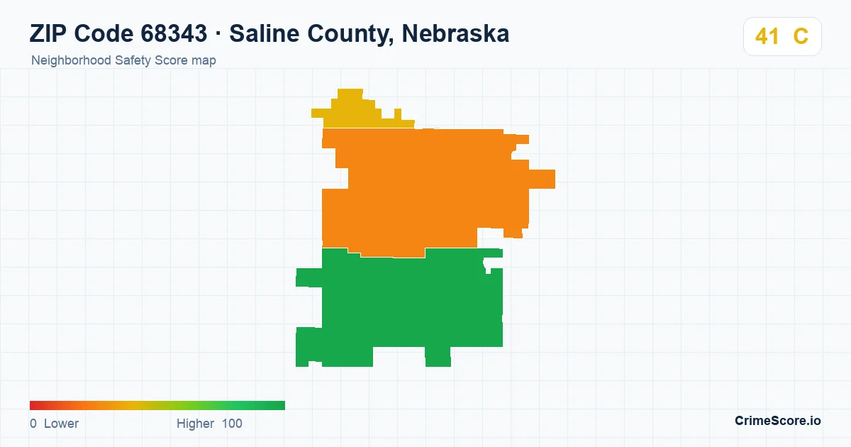 ZIP Code 68343 in Saline County, Nebraska neighborhood Safety Score map