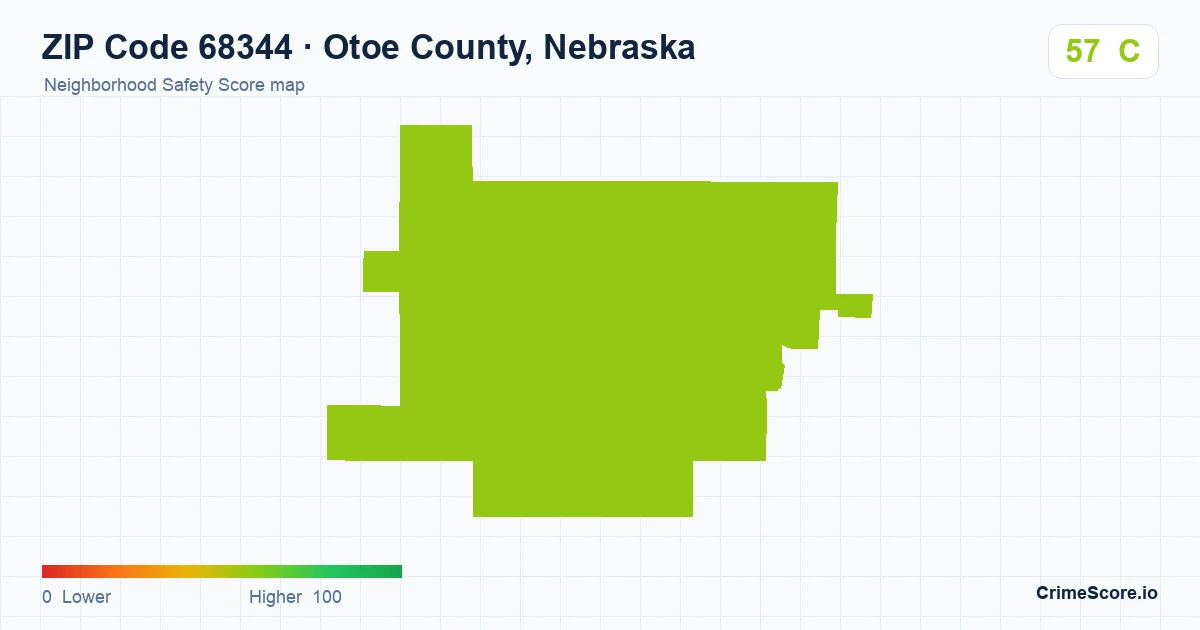 ZIP Code 68344 in Otoe County, Nebraska neighborhood Safety Score map