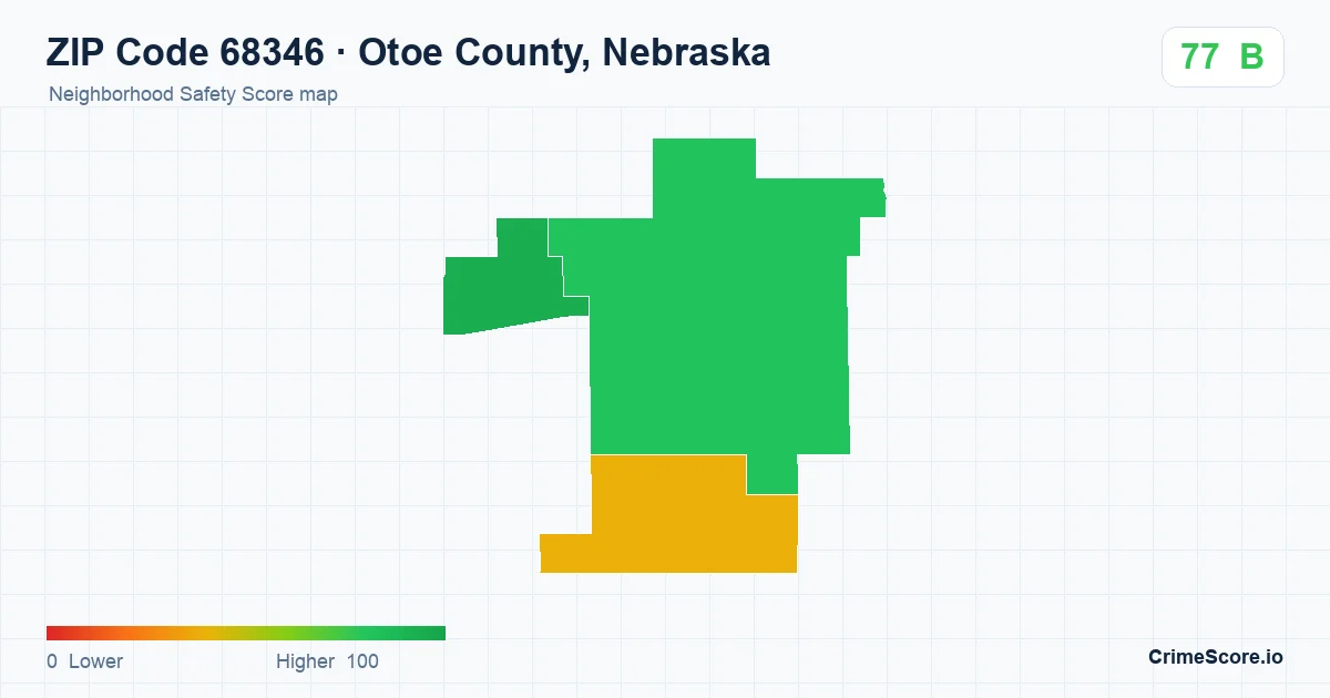 ZIP Code 68346 in Otoe County, Nebraska neighborhood Safety Score map