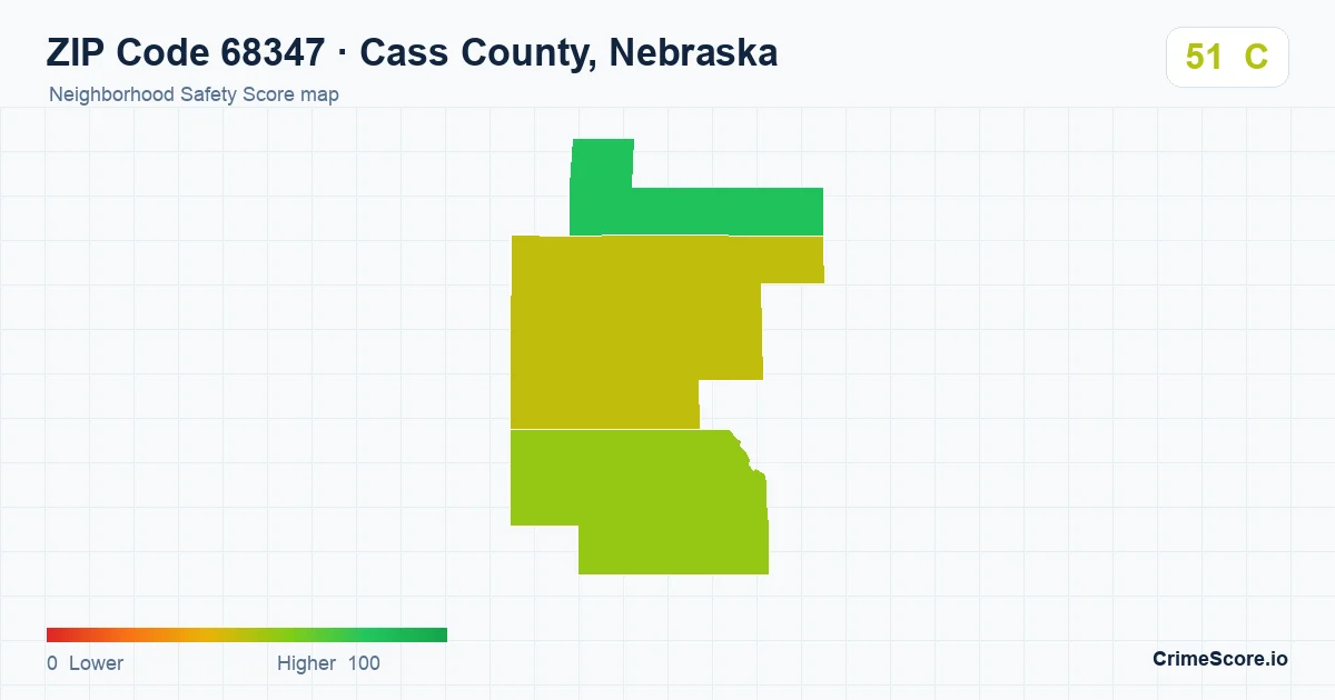 ZIP Code 68347 in Cass County, Nebraska neighborhood Safety Score map