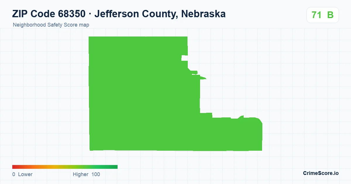 ZIP Code 68350 in Jefferson County, Nebraska neighborhood Safety Score map