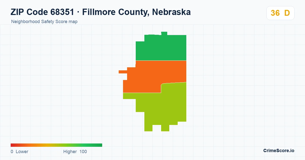 ZIP Code 68351 in Fillmore County, Nebraska neighborhood Safety Score map