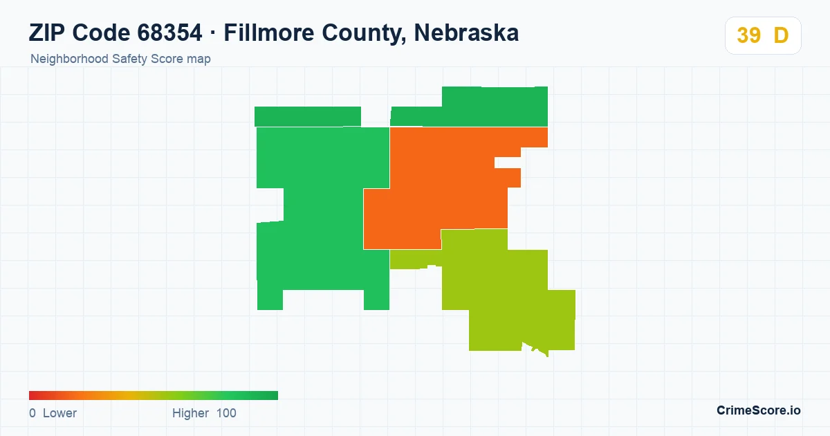 ZIP Code 68354 in Fillmore County, Nebraska neighborhood Safety Score map