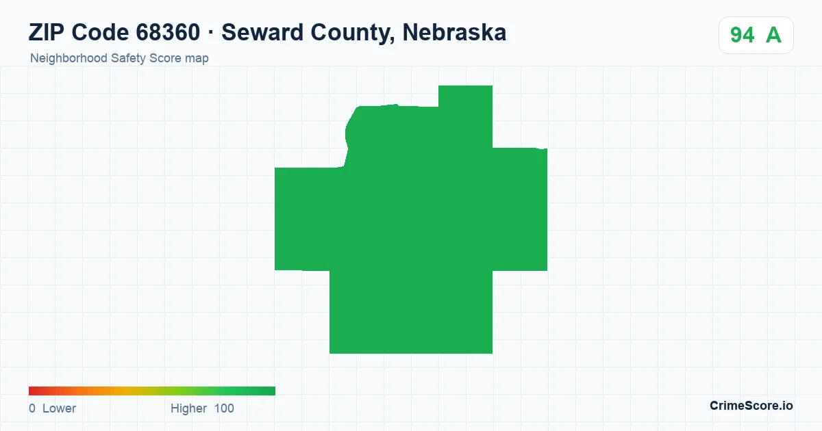 ZIP Code 68360 in Seward County, Nebraska neighborhood Safety Score map