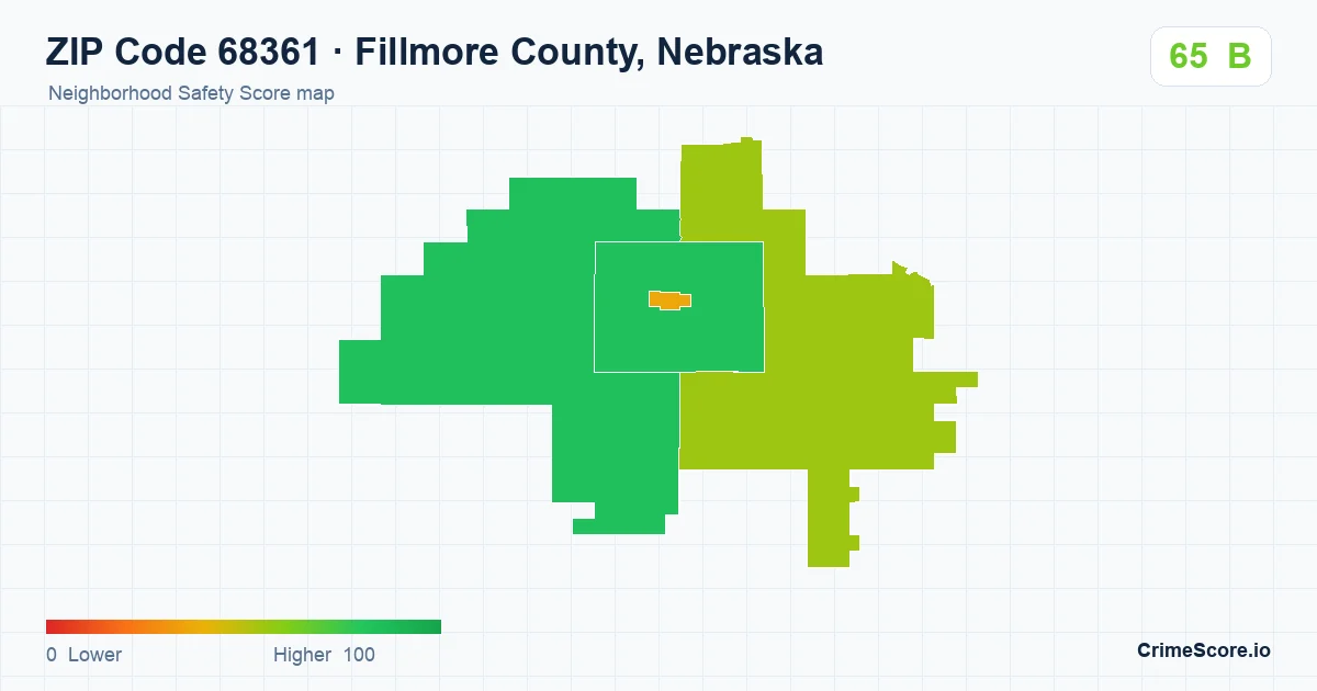 ZIP Code 68361 in Fillmore County, Nebraska neighborhood Safety Score map
