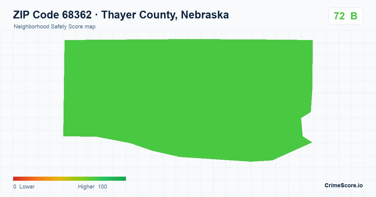 ZIP Code 68362 in Thayer County, Nebraska neighborhood Safety Score map