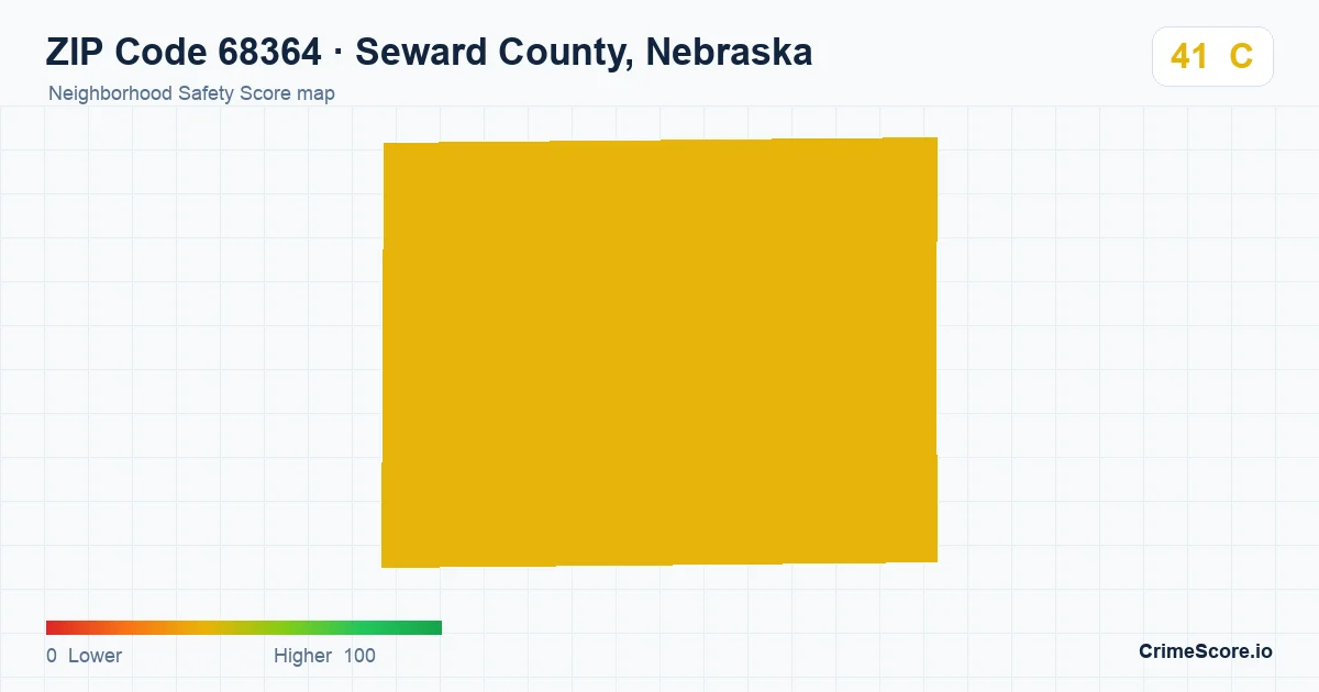 ZIP Code 68364 in Seward County, Nebraska neighborhood Safety Score map