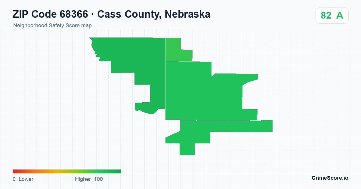 ZIP Code 68366 in Cass County, Nebraska neighborhood Safety Score map