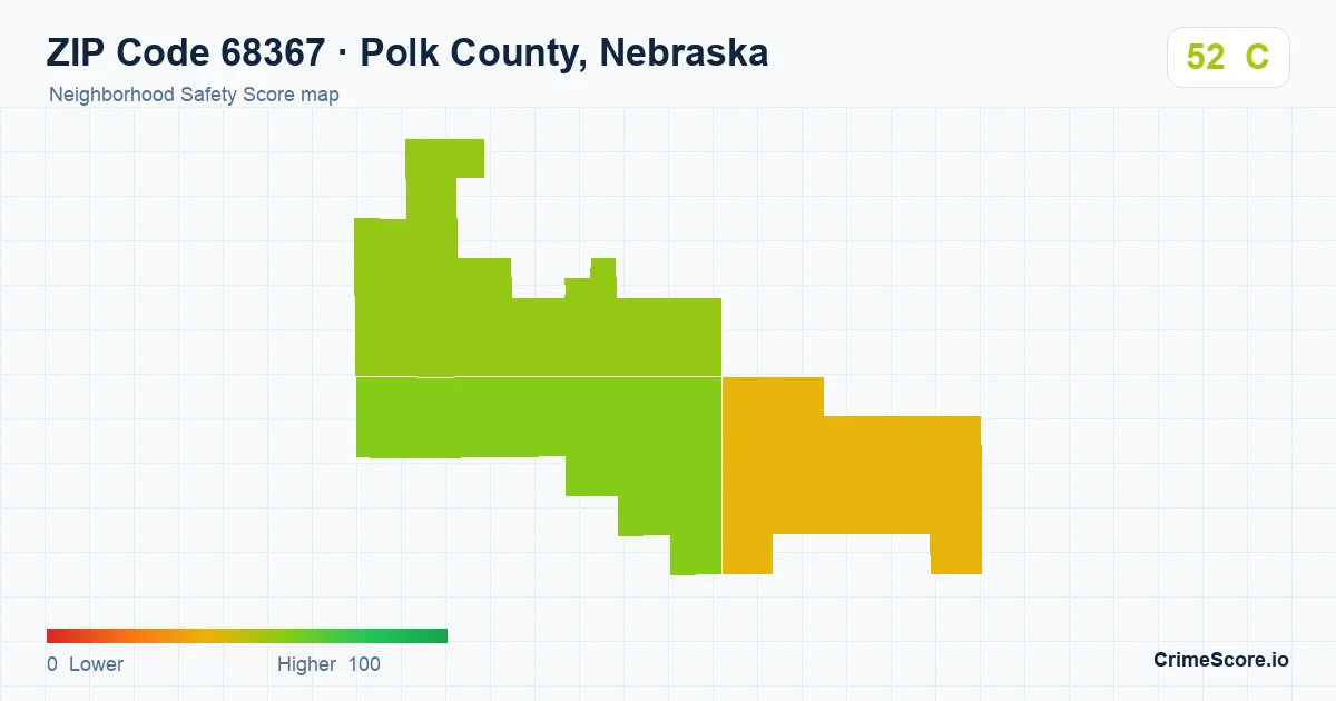 ZIP Code 68367 in Polk County, Nebraska neighborhood Safety Score map