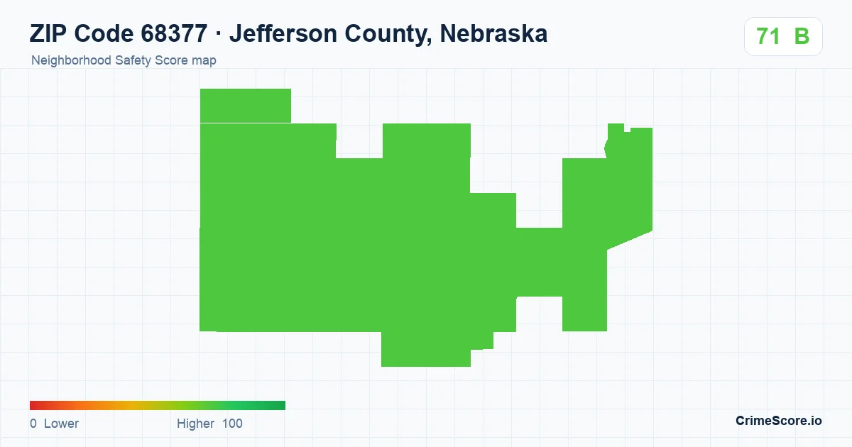 ZIP Code 68377 in Jefferson County, Nebraska neighborhood Safety Score map