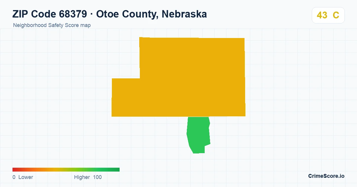 ZIP Code 68379 in Otoe County, Nebraska neighborhood Safety Score map