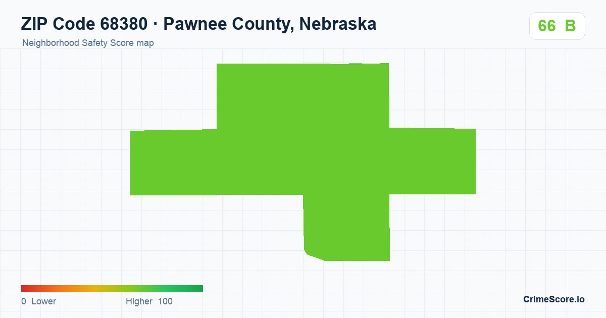 ZIP Code 68380 in Pawnee County, Nebraska neighborhood Safety Score map