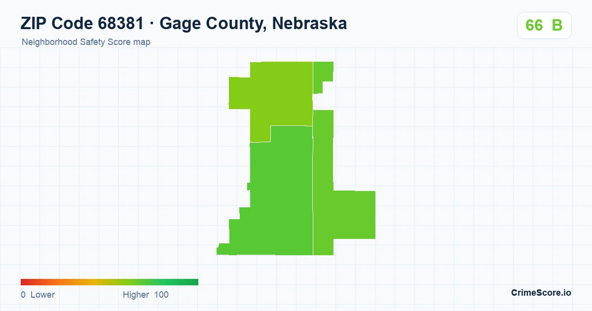 ZIP Code 68381 in Gage County, Nebraska neighborhood Safety Score map