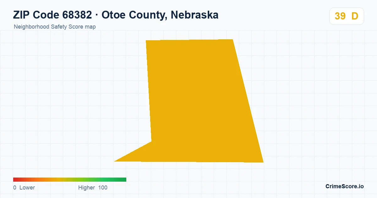 ZIP Code 68382 in Otoe County, Nebraska neighborhood Safety Score map
