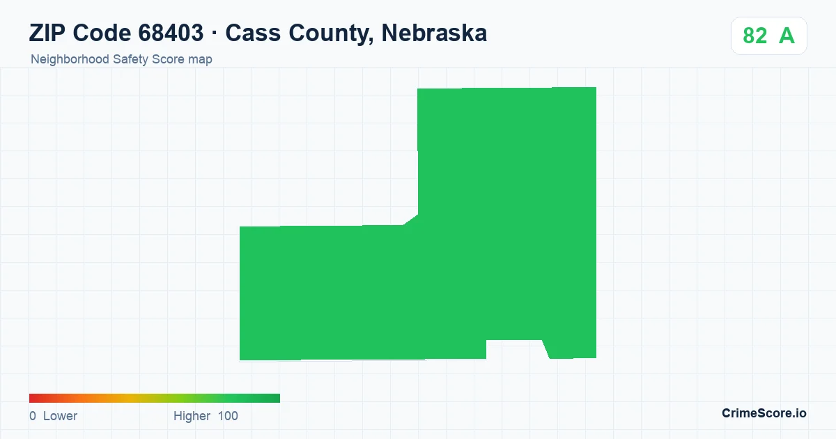 ZIP Code 68403 in Cass County, Nebraska neighborhood Safety Score map