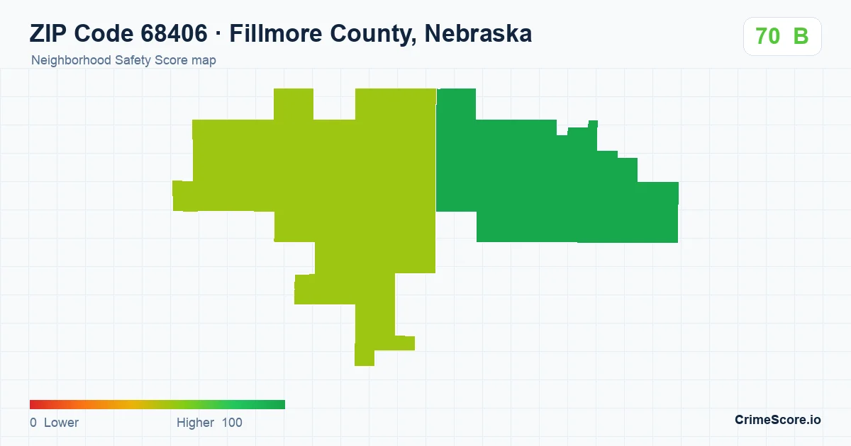 ZIP Code 68406 in Fillmore County, Nebraska neighborhood Safety Score map