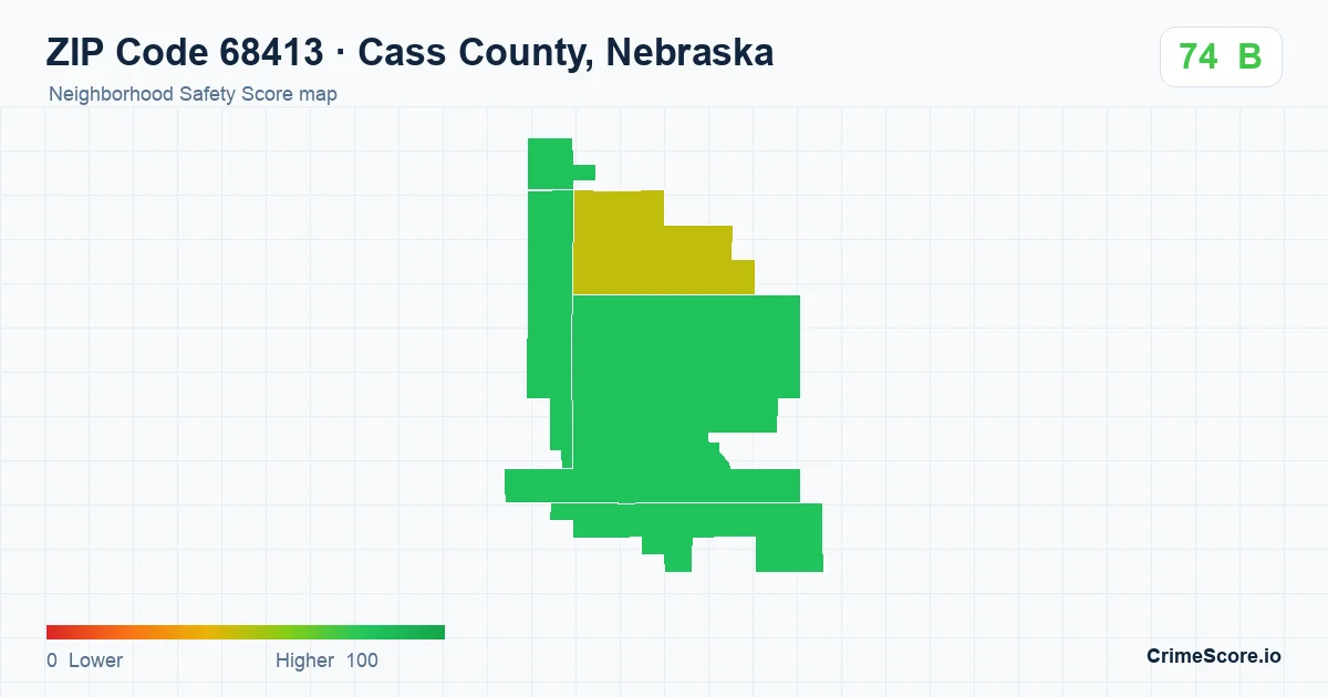 ZIP Code 68413 in Cass County, Nebraska neighborhood Safety Score map