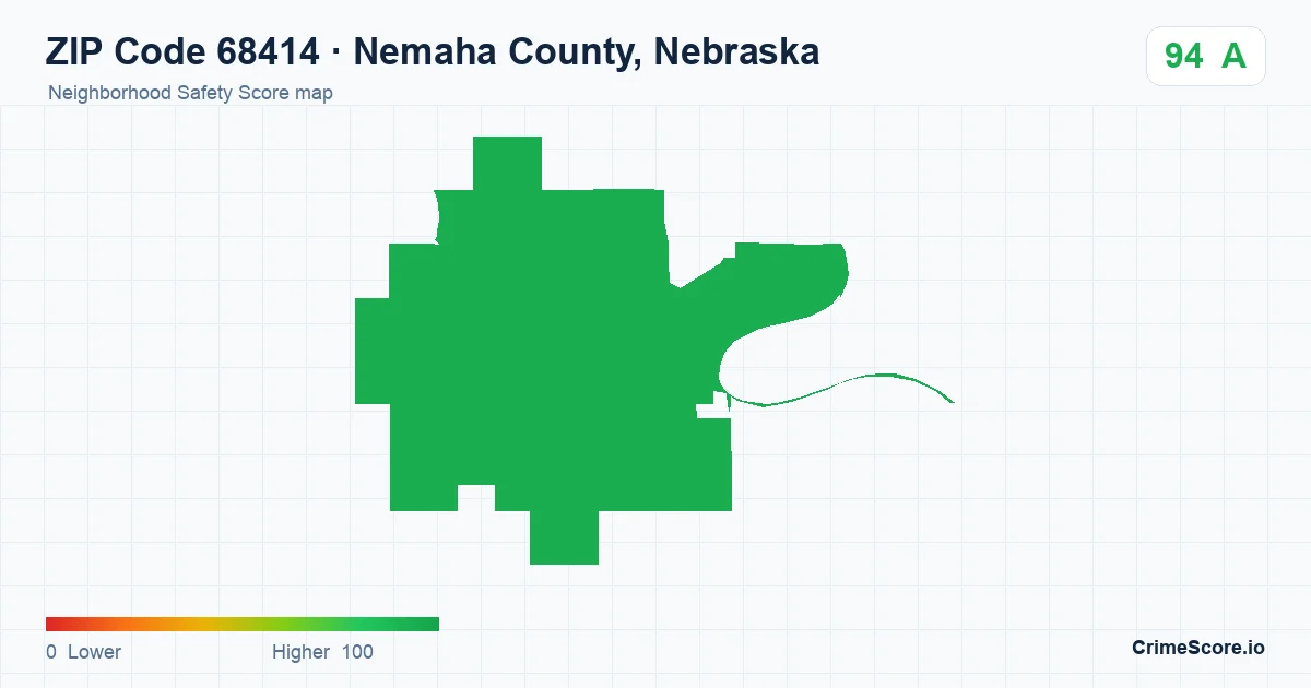 ZIP Code 68414 in Nemaha County, Nebraska neighborhood Safety Score map