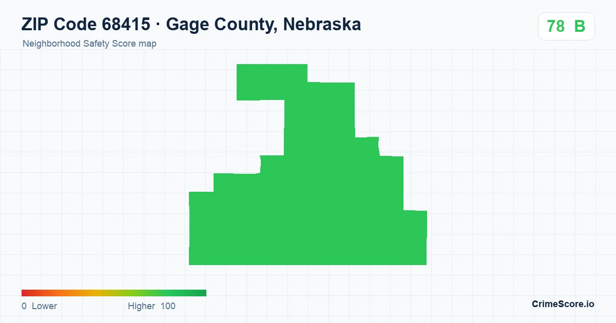 ZIP Code 68415 in Gage County, Nebraska neighborhood Safety Score map