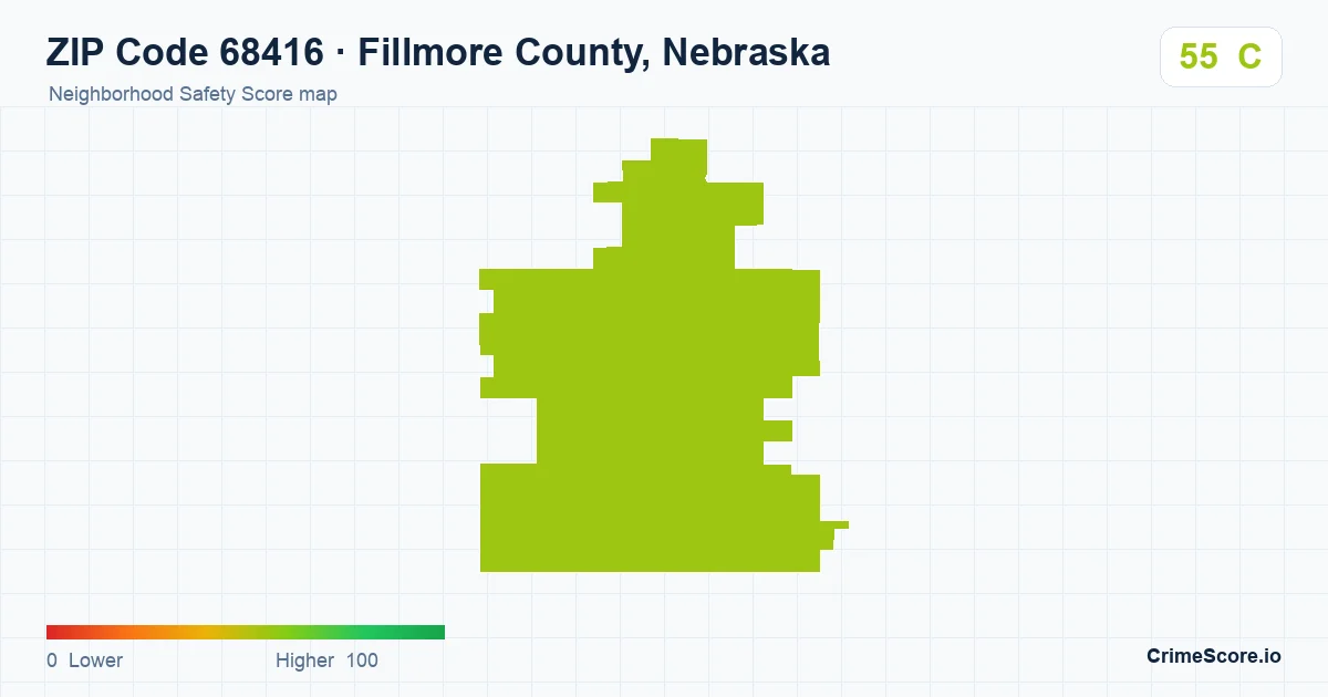 ZIP Code 68416 in Fillmore County, Nebraska neighborhood Safety Score map