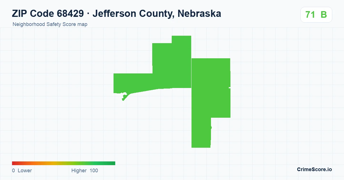 ZIP Code 68429 in Jefferson County, Nebraska neighborhood Safety Score map
