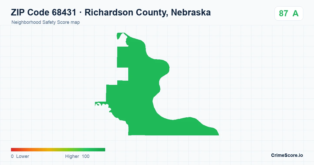 ZIP Code 68431 in Richardson County, Nebraska neighborhood Safety Score map
