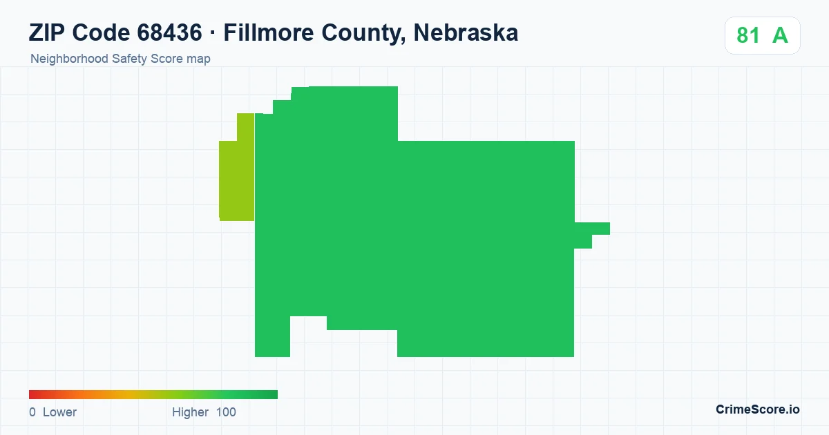 ZIP Code 68436 in Fillmore County, Nebraska neighborhood Safety Score map