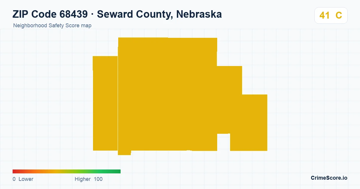 ZIP Code 68439 in Seward County, Nebraska neighborhood Safety Score map