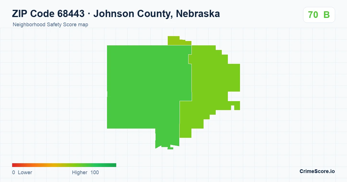 ZIP Code 68443 in Johnson County, Nebraska neighborhood Safety Score map