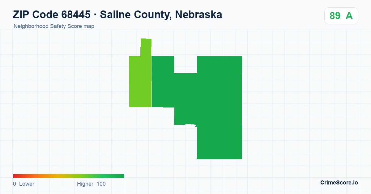 ZIP Code 68445 in Saline County, Nebraska neighborhood Safety Score map