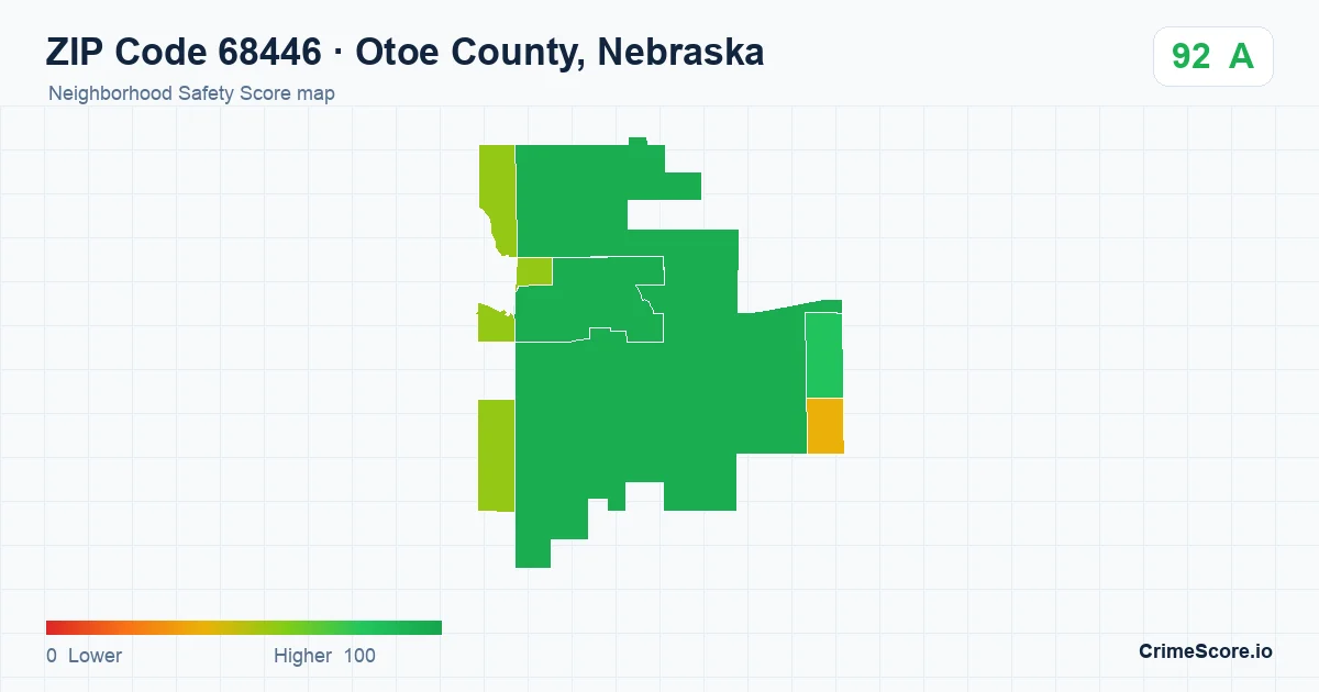 ZIP Code 68446 in Otoe County, Nebraska neighborhood Safety Score map