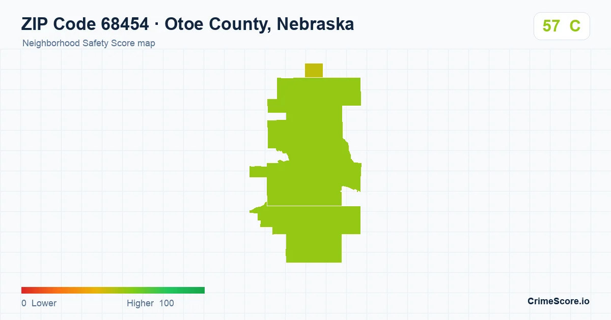 ZIP Code 68454 in Otoe County, Nebraska neighborhood Safety Score map