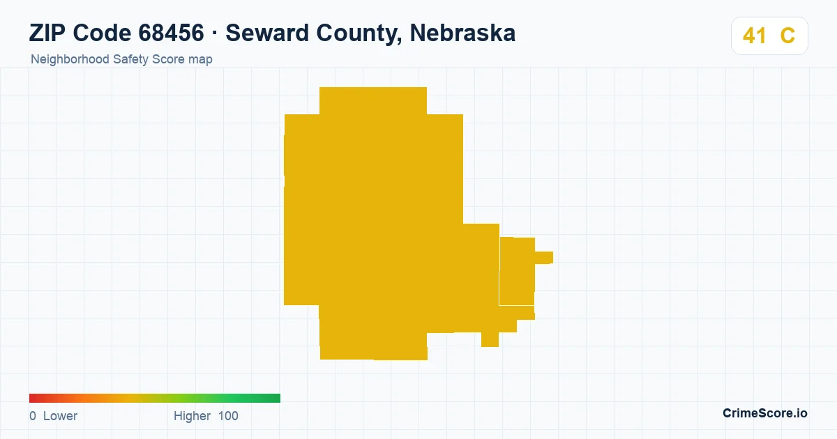 ZIP Code 68456 in Seward County, Nebraska neighborhood Safety Score map