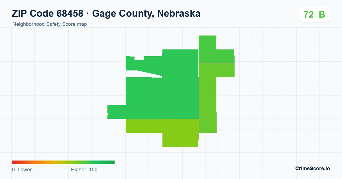ZIP Code 68458 in Gage County, Nebraska neighborhood Safety Score map