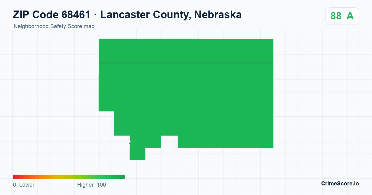 ZIP Code 68461 in Lancaster County, Nebraska neighborhood Safety Score map