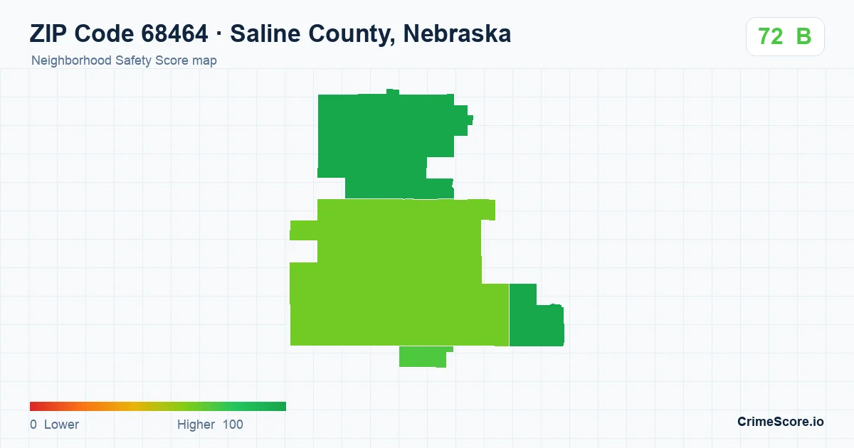 ZIP Code 68464 in Saline County, Nebraska neighborhood Safety Score map