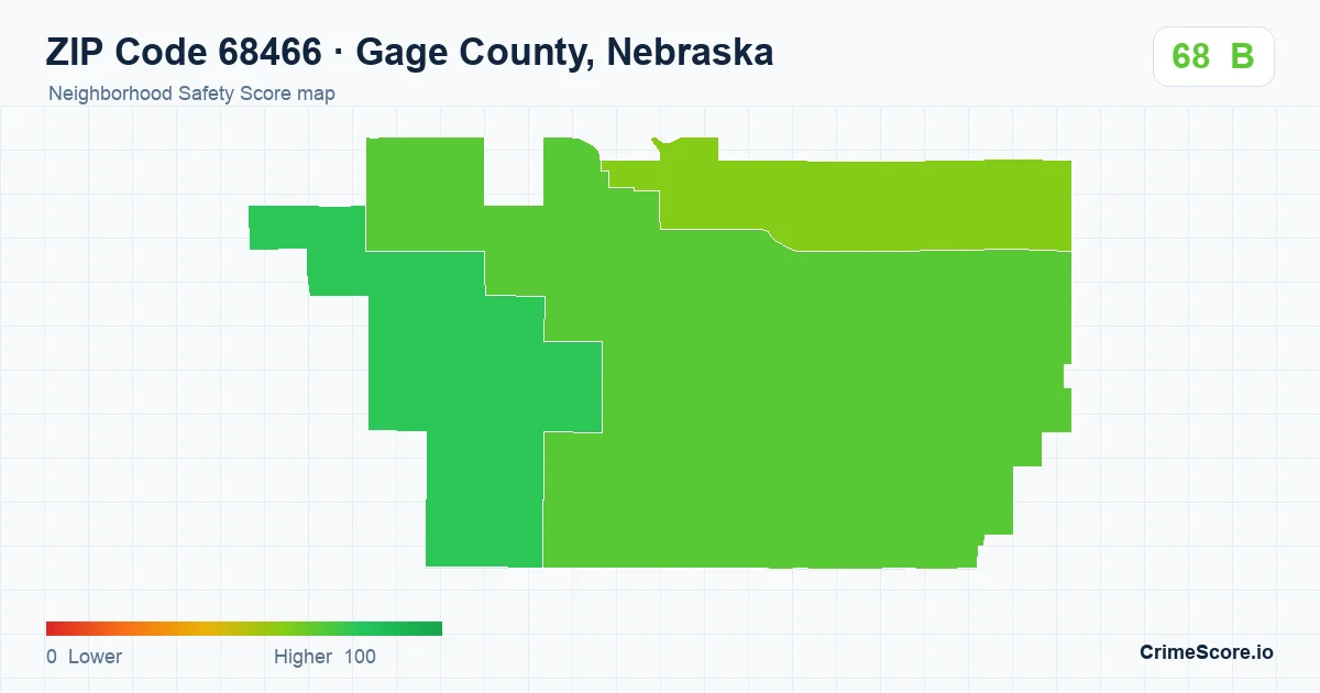 ZIP Code 68466 in Gage County, Nebraska neighborhood Safety Score map