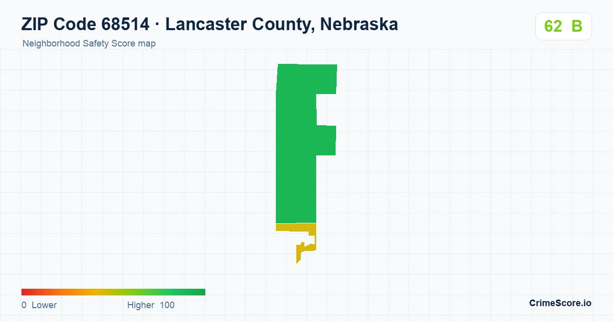 ZIP Code 68514 in Lancaster County, Nebraska neighborhood Safety Score map
