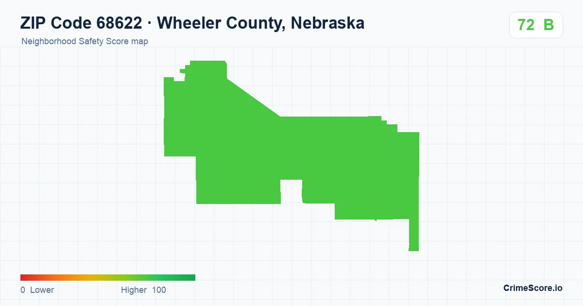 ZIP Code 68622 in Wheeler County, Nebraska neighborhood Safety Score map