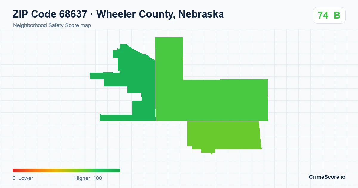 ZIP Code 68637 in Wheeler County, Nebraska neighborhood Safety Score map