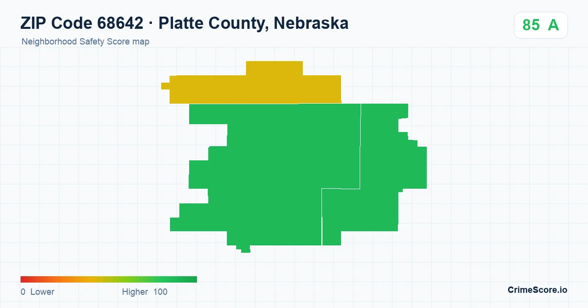 ZIP Code 68642 in Platte County, Nebraska neighborhood Safety Score map