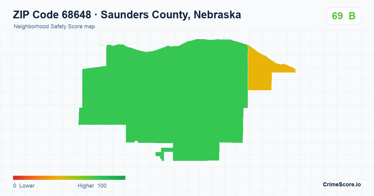ZIP Code 68648 in Saunders County, Nebraska neighborhood Safety Score map